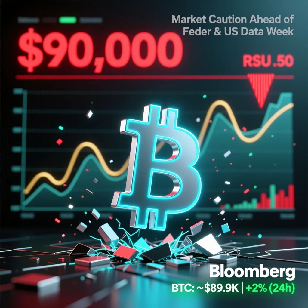 Крипторынок на паузе: BTC у $90K, ETH и XRP под давлением, макрофакторы и акции компаний в фокусе